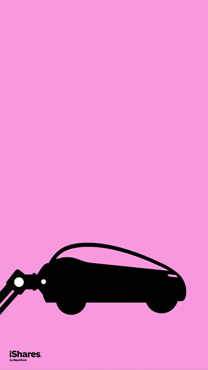 Stock Brokers & Investing creative ad: Car silhouette charging, minimal iShares