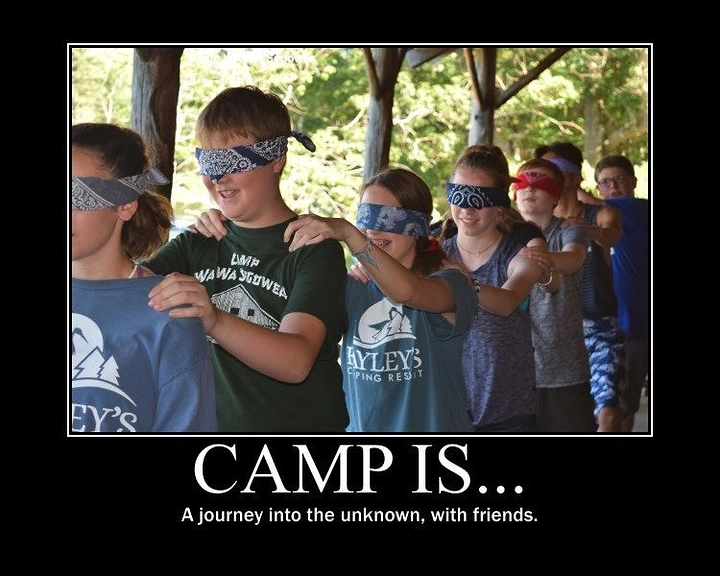 Summer Camps & Kids Activities creative ad: Blindfolds visualize camp's unknown journey
