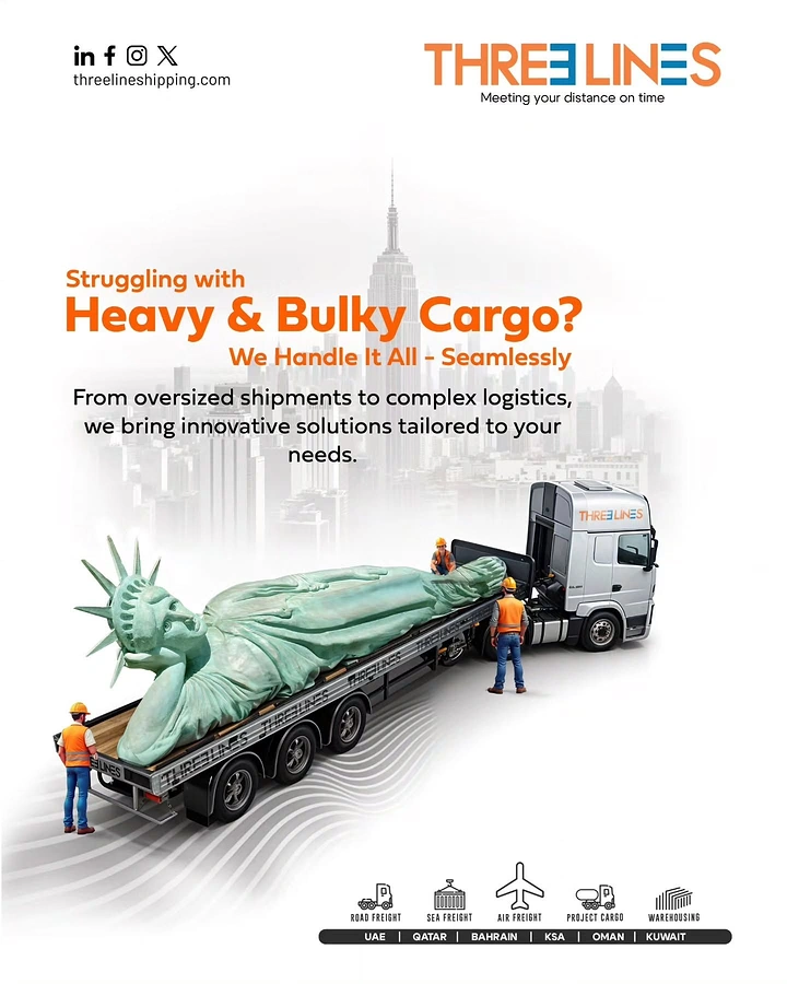Movers & Packers creative ad: Statue of Liberty hauled as bulky cargo