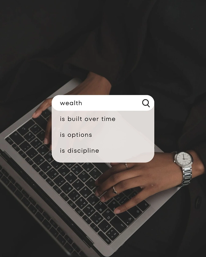 Stock Brokers & Investing creative ad: Search bar autocompletes wealth definition