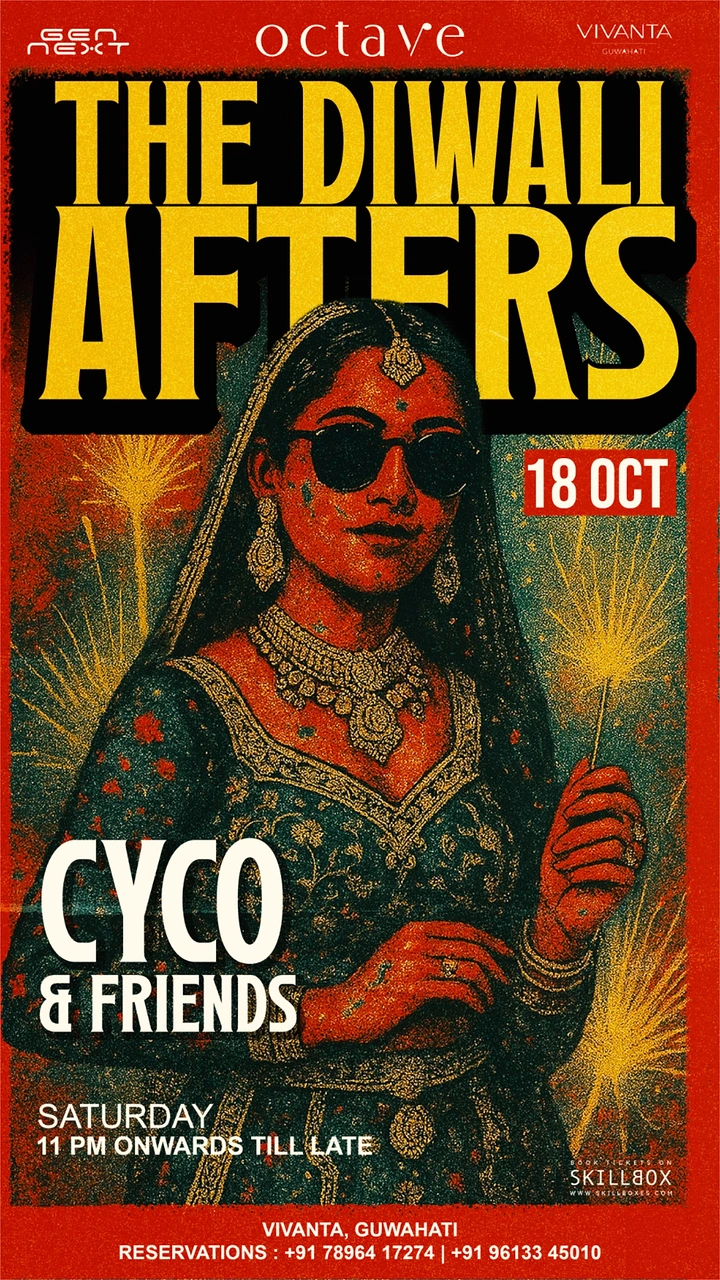 Diwali creative ad: Bride-like woman in sunglasses holding a sparkler