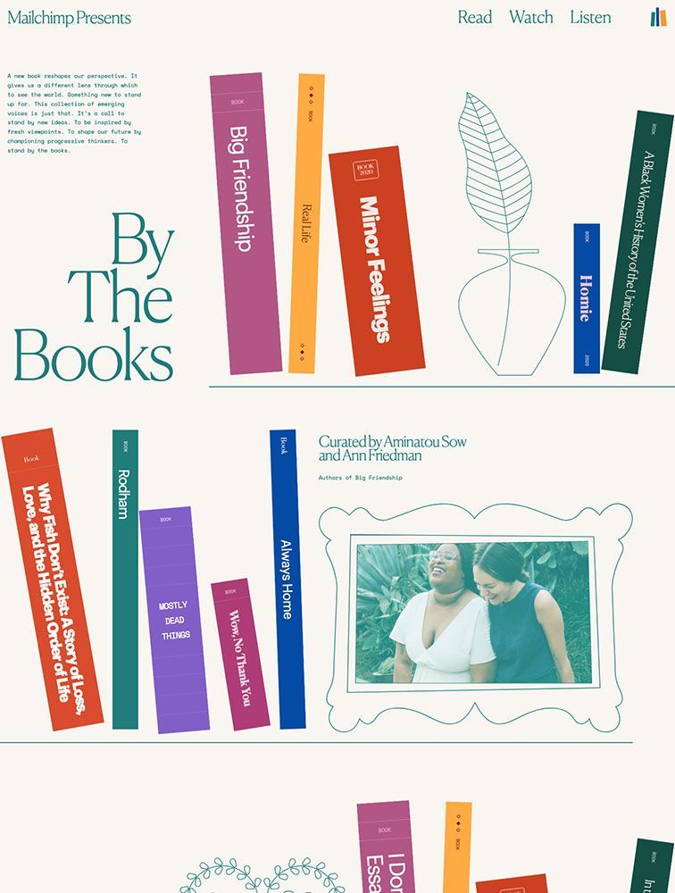 Book spines as editorial web layout