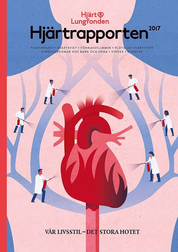 Nonprofit & Social Cause creative ad: Burning heart with doctors spraying fire extinguishers along the arteries