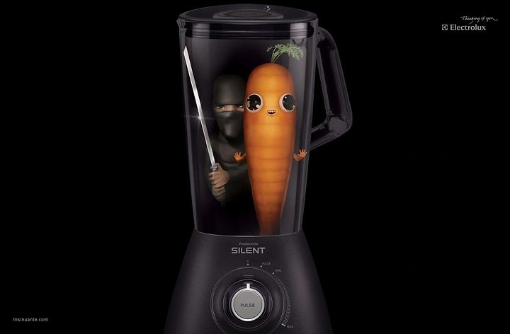 Home Appliances creative ad: Carrot ninja in silent blender