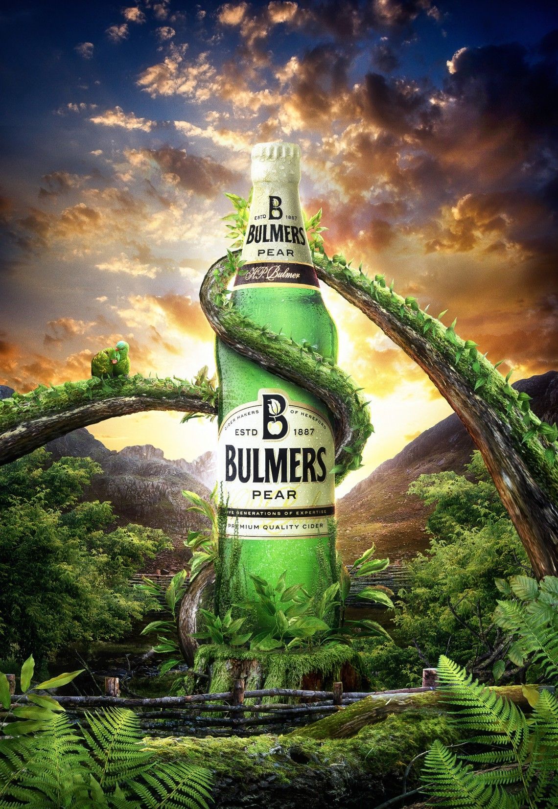 Story: Beer bottle grows into lush pear landscape