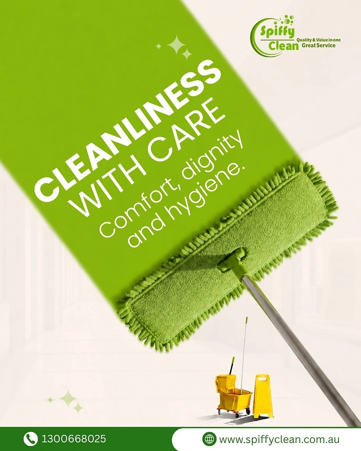Cleaning Services creative ad: Mop pad becomes diagonal headline banner