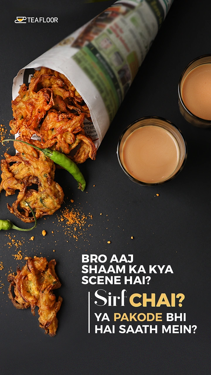 Tea & Chai Brands creative ad: Newspaper pakoda cone, witty Hinglish copy