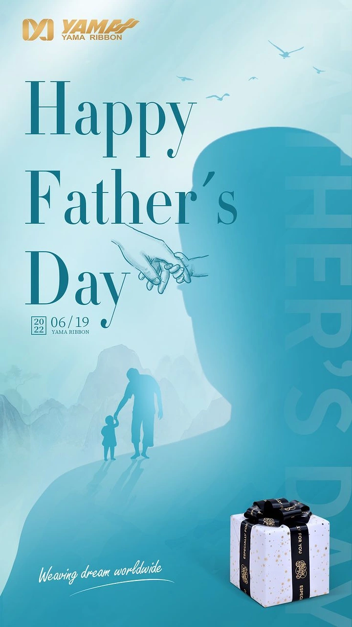 Father's Day creative ad: Father and child walking inside a large parent silhouette