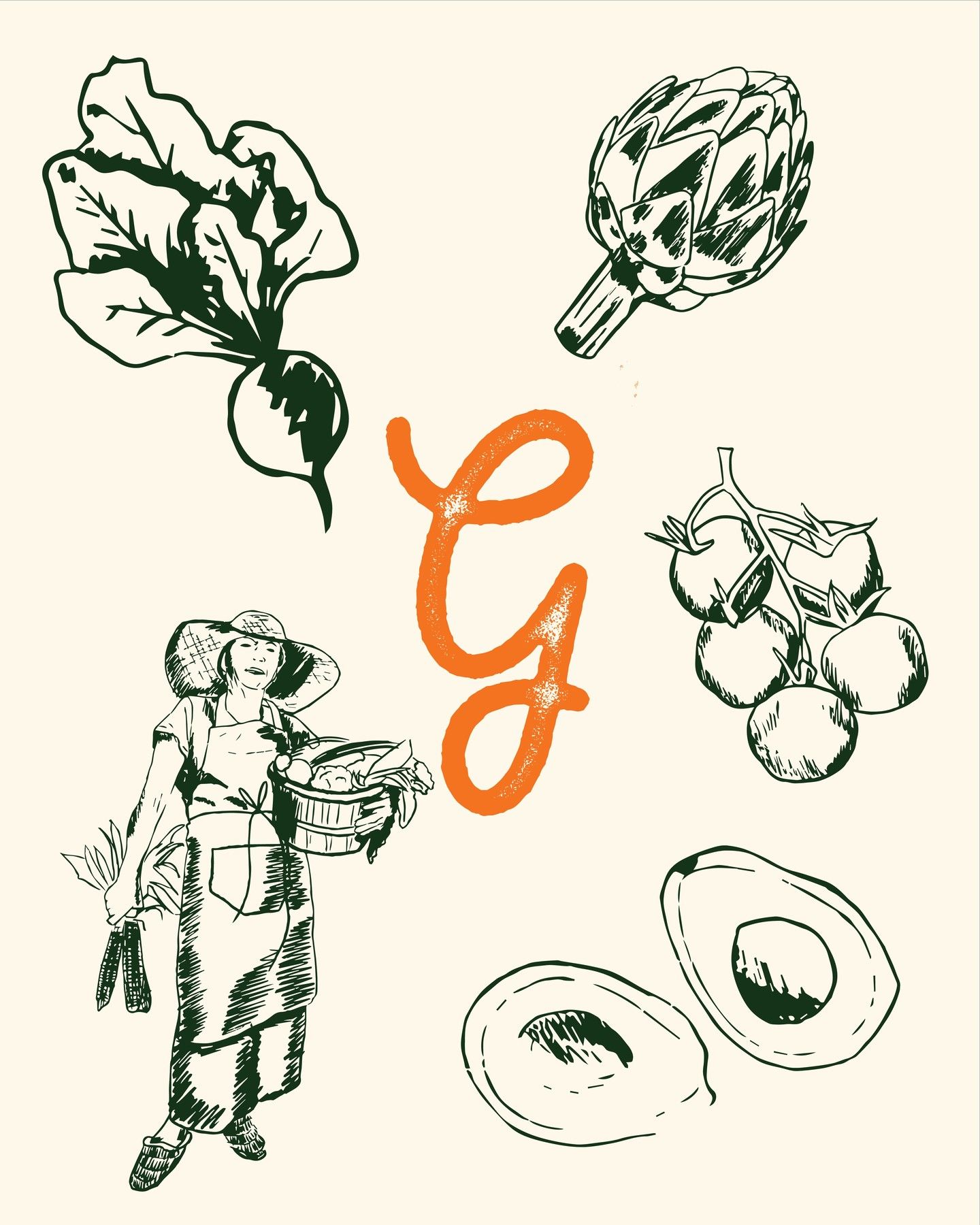 Instagram post: Hand-drawn produce identity system