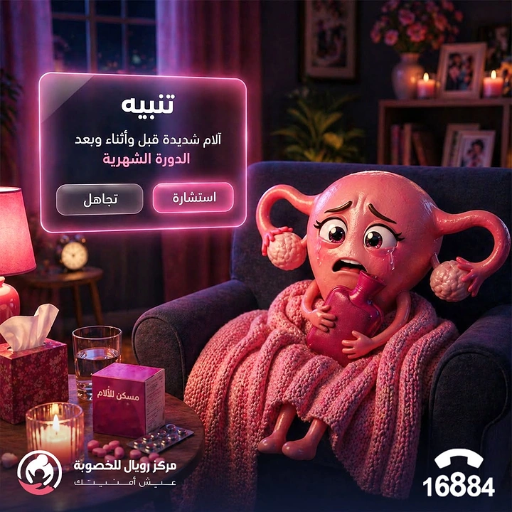 Period Care & Feminine Hygiene creative ad: humorous anthropomorphized uterus for period cramps