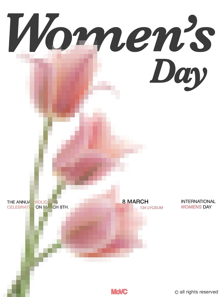 Women's Day creative ad: Pixelated pink tulip stems
