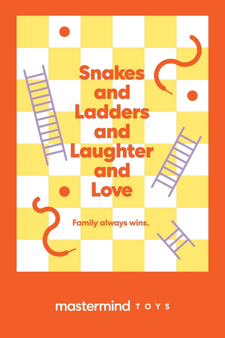 Board Games & Game Cafes creative ad: Witty snakes-and-ladders copy concept