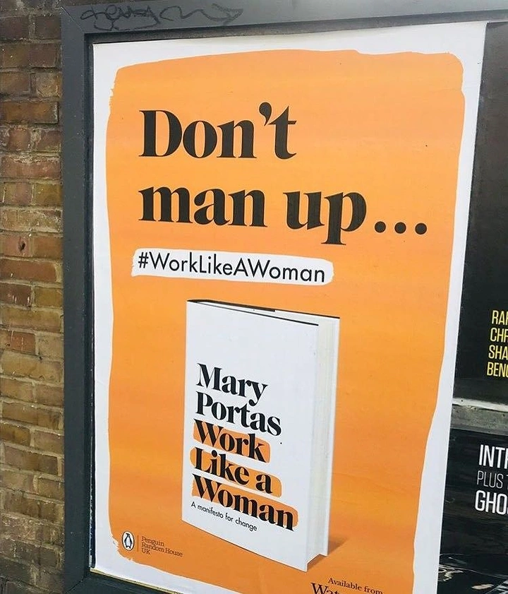 Bookstores creative ad: Witty 'Don't man up' copy, bold type