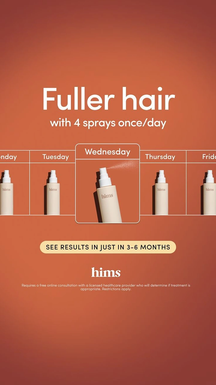 Hair Transplant & Hair Clinics creative ad: Weekly calendar of daily sprays