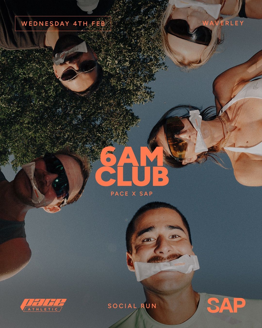 Carousel: Five runners looking down into camera with gel sachets in mouths, slide 1