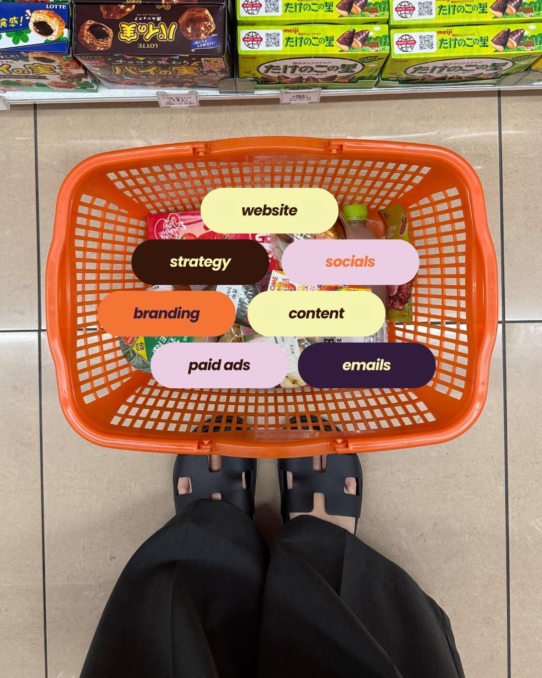 Instagram post: Shopping basket of agency services metaphor