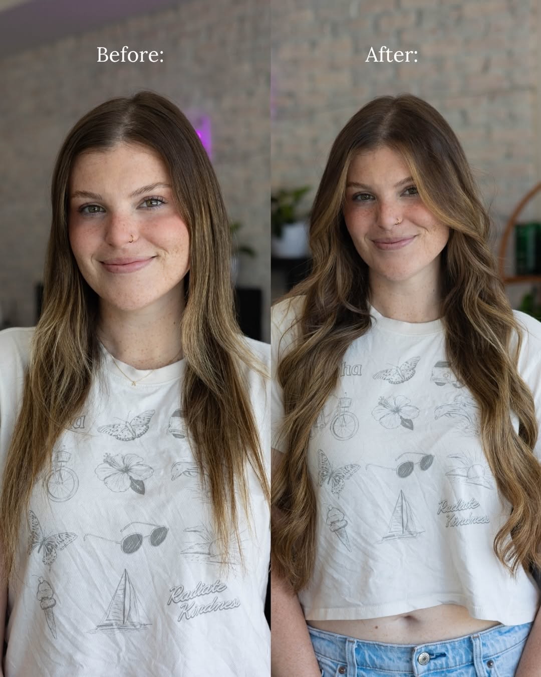 Carousel: Poster of long balayage hair with bobby pins taped to a pink car hood, slide 5