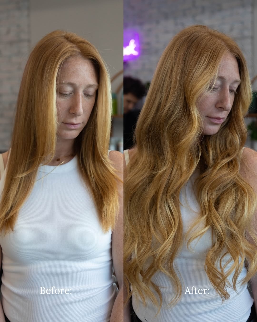 Carousel: Poster of long balayage hair with bobby pins taped to a pink car hood, slide 7
