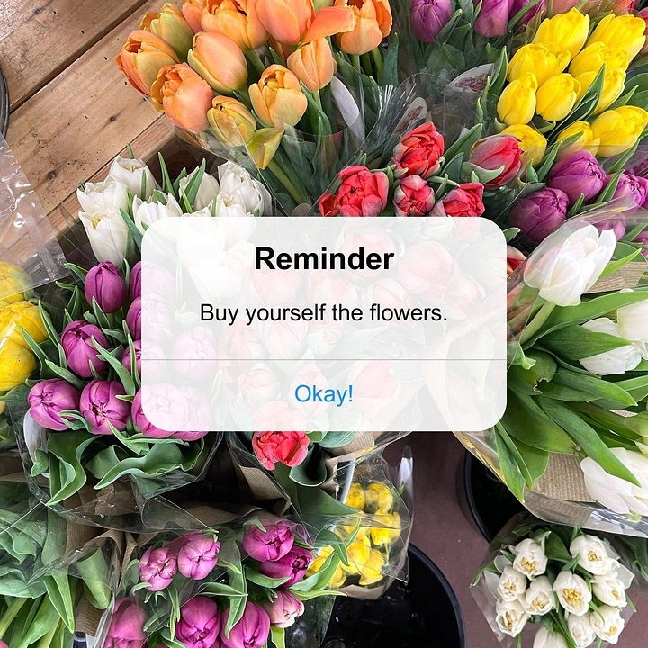 Florists creative ad: Phone reminder pop-up: buy yourself flowers