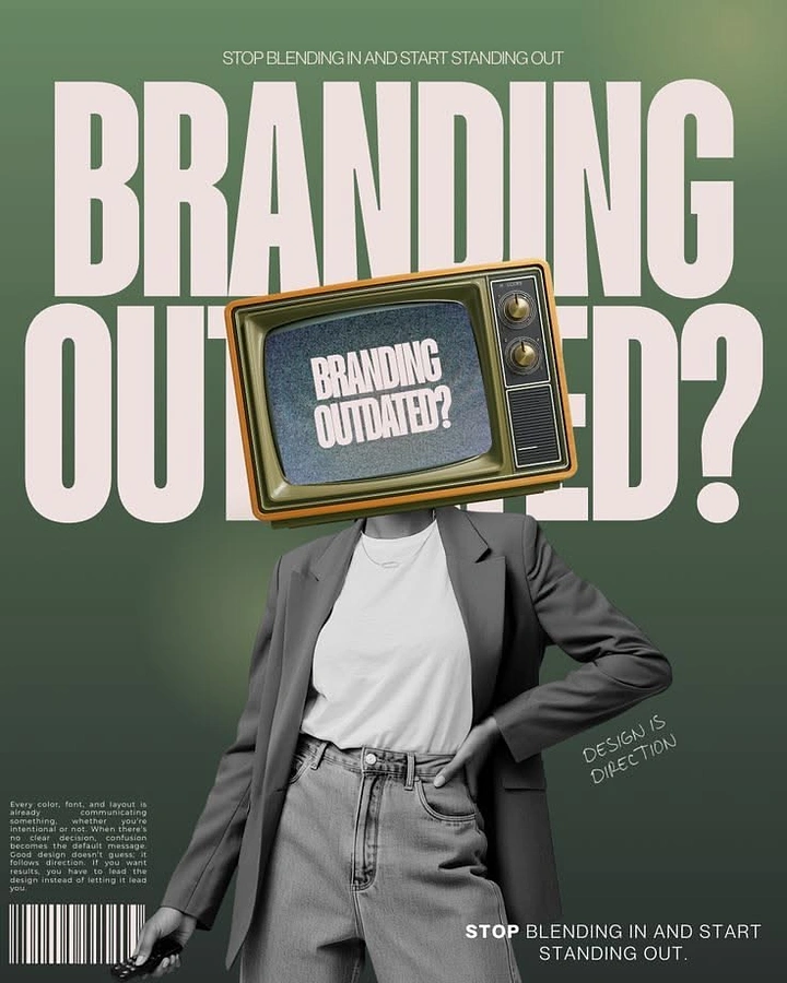 Agency creative ad: Retro TV head hides outdated brand