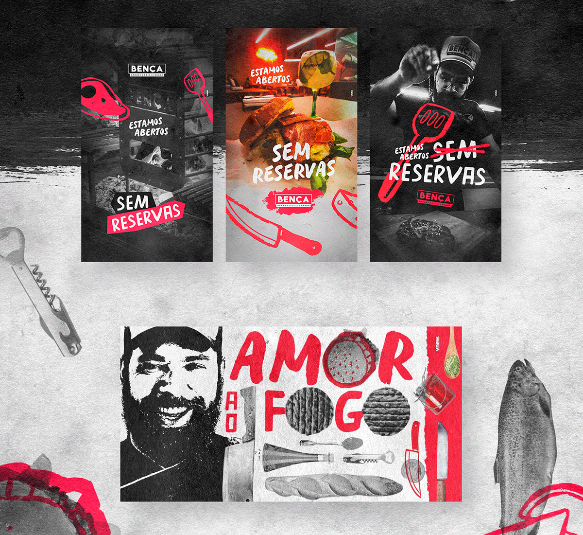 Instagram post: Distinctive fire-themed illustrated campaign