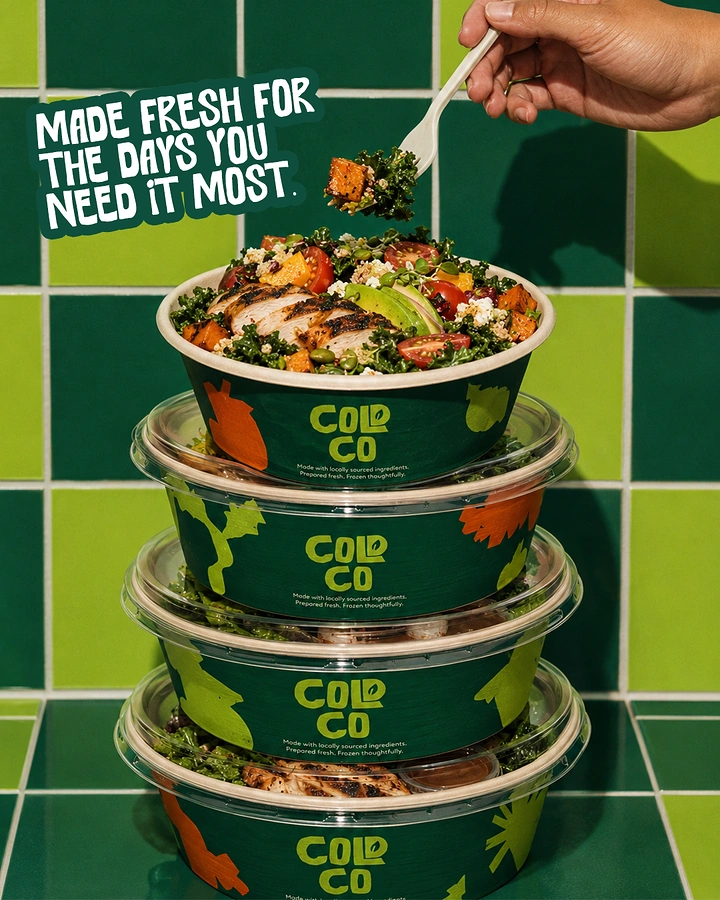 Salad Bars & Healthy Restaurants creative ad: Stacked bowls create memorable product tower