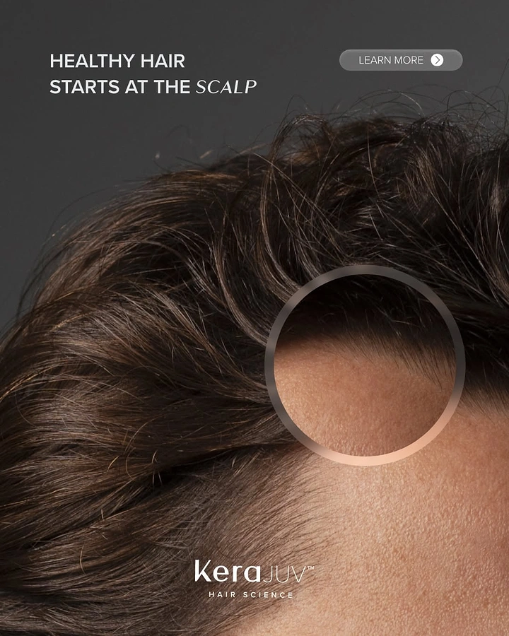Hair Transplant & Hair Clinics creative ad: Magnifier circle reveals scalp, minimal