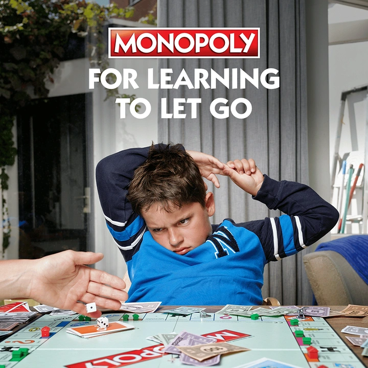 Board Games & Game Cafes creative ad: Witty Monopoly metaphor about letting go
