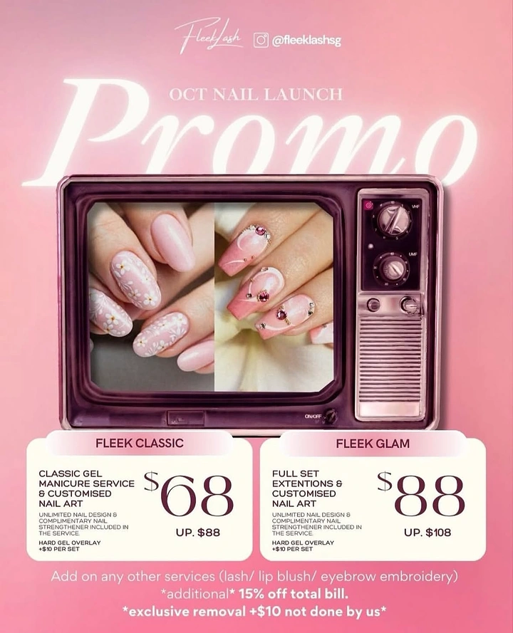 Nail Salons creative ad: Retro TV framing nail art promo