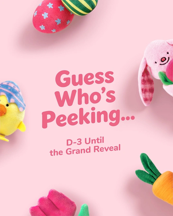 Easter creative ad: Plush Easter toys peeking in from the frame edges