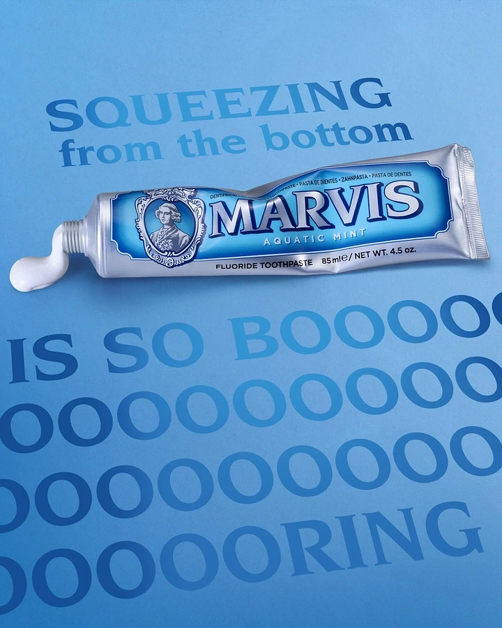 Toothpaste & Oral Care creative ad: Witty copy critiques squeezing habits