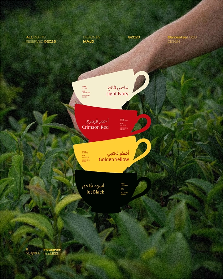 Tea & Chai Brands creative ad: Stacked colour cups over tea field