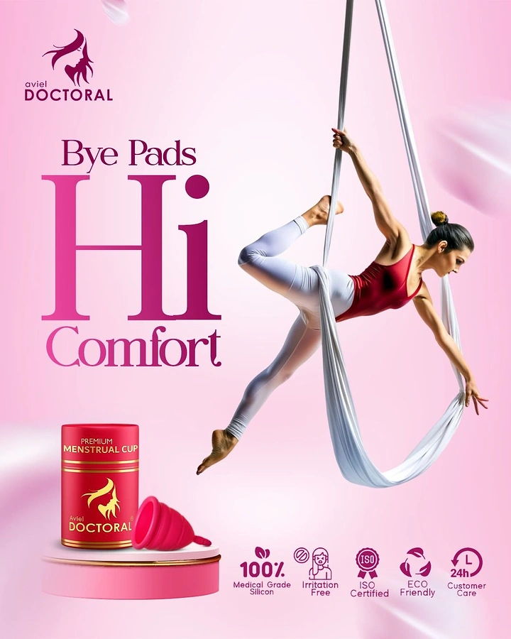 Period Care & Feminine Hygiene creative ad: Aerial movement visualizes comfort and freedom