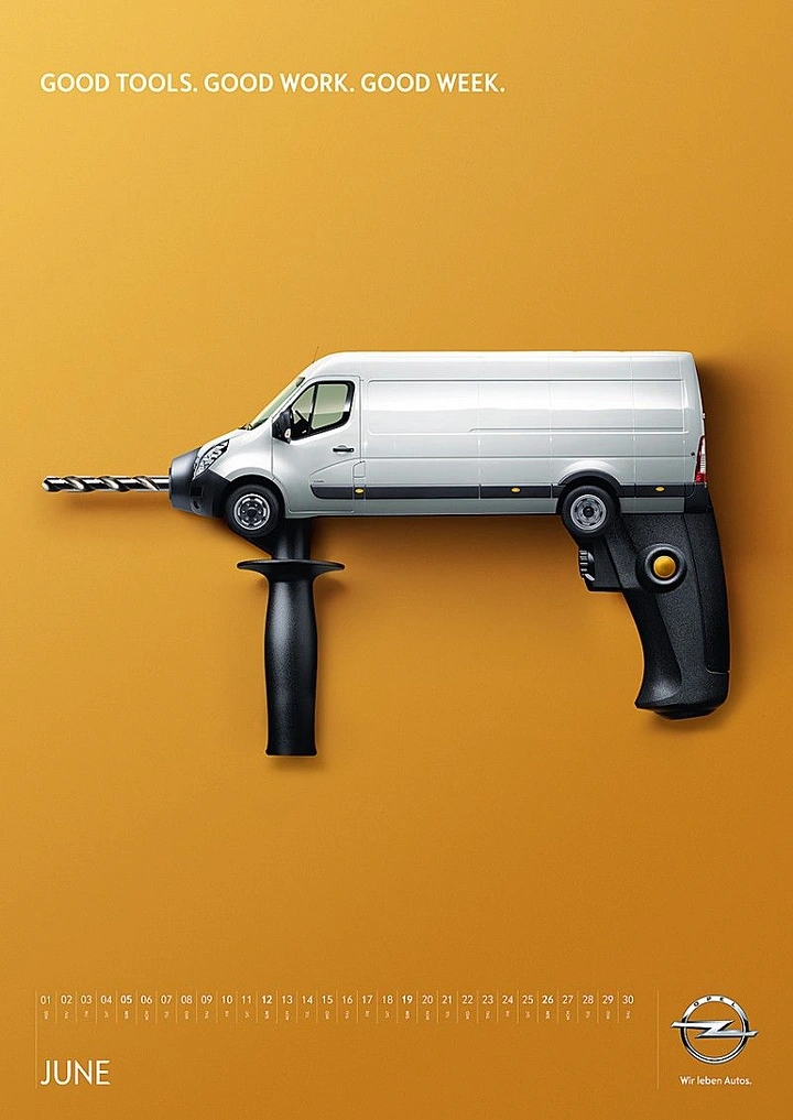 Auto Repair & Garages creative ad: Van turned into power drill