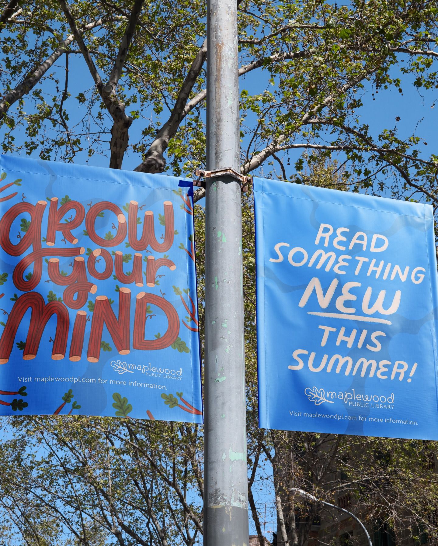 'Grow your mind' root-lettering metaphor banners