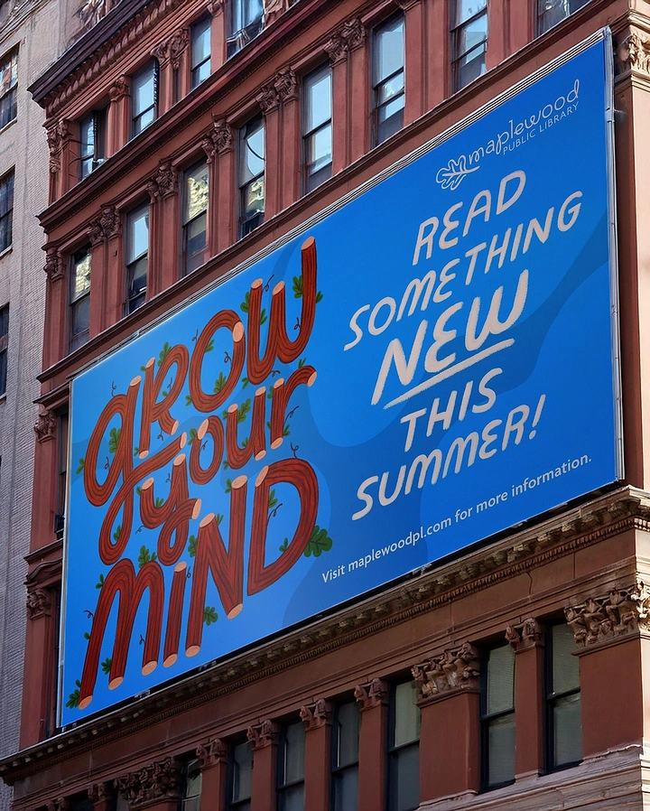 Bookstores creative ad: Bold 'Grow your mind' lettering billboard