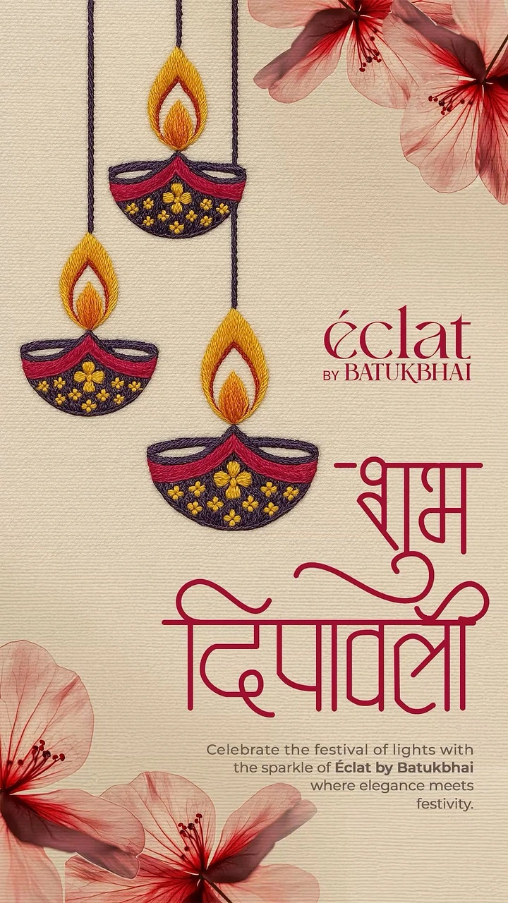 Diwali creative ad: Embroidered diyas echo the textile brand's craft