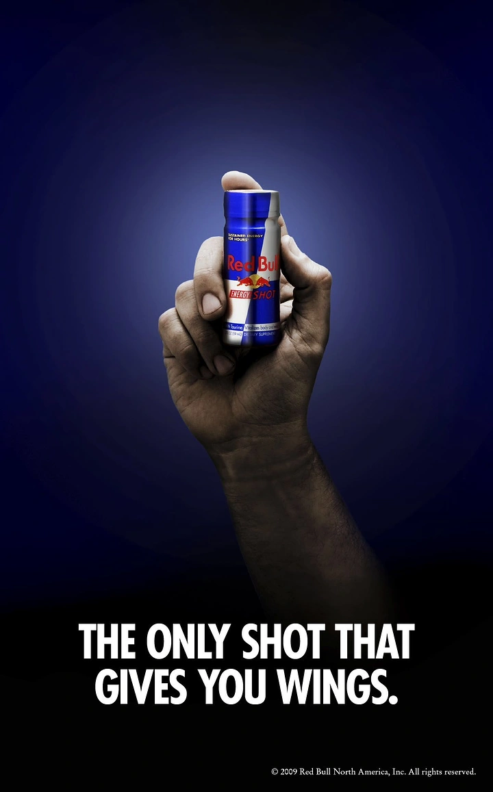 Energy & Sports Drinks creative ad: Classic wings visual pun, expertly executed