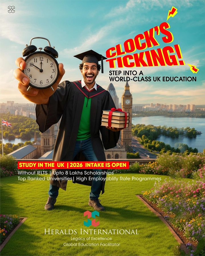 Universities & Colleges creative ad: Clock ticking creates urgency metaphor