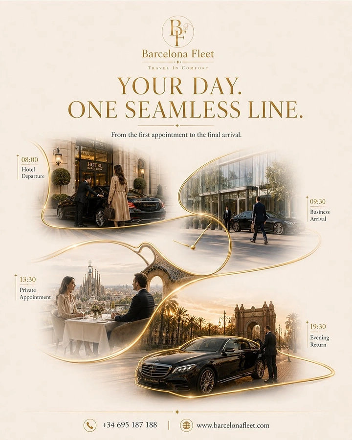 Hotel & Hospitality creative ad: A chauffeur-driven luxury car journey through Barcelona