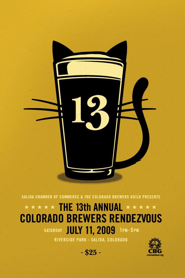 Poster: Beer pint glass shaped as a black cat with 13