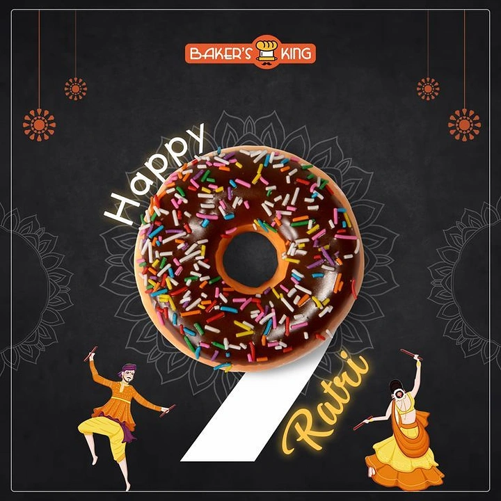 Navratri creative ad: Donut forms the 9 in 9-Ratri
