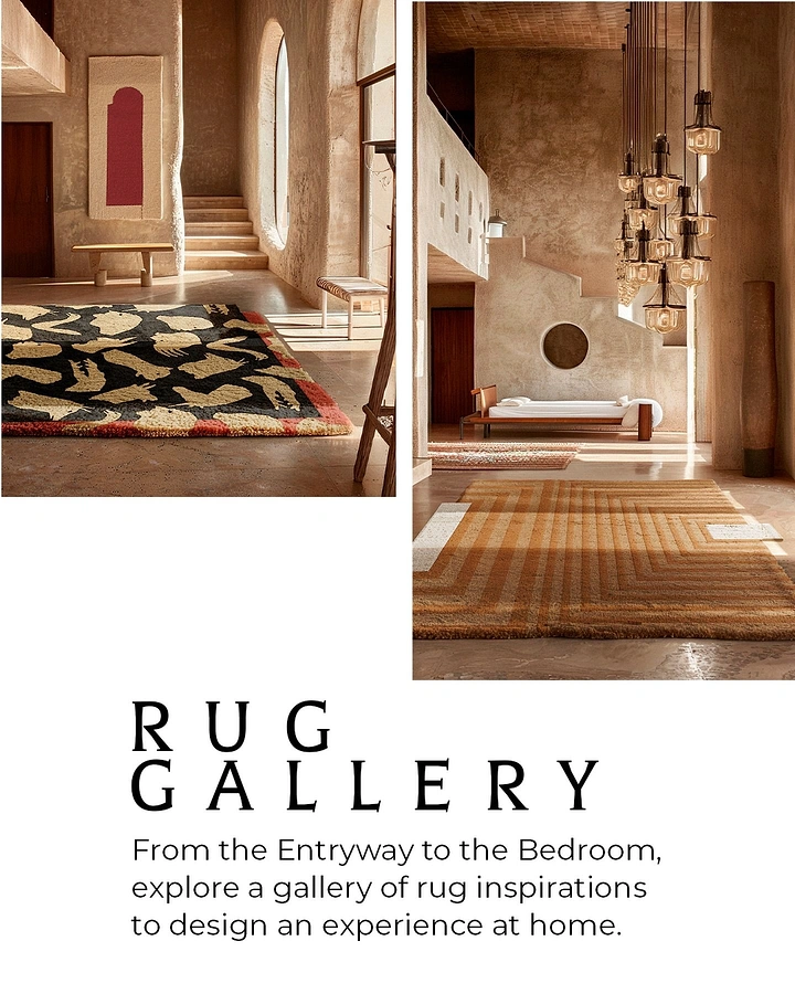 Rugs & Carpets creative ad: Room-to-room rug gallery journey