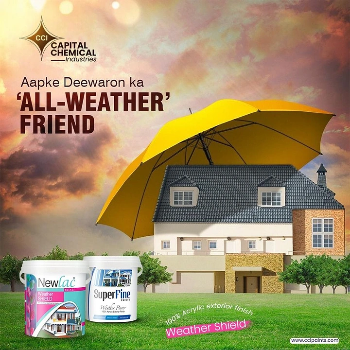 House Painters creative ad: Umbrella over house: all-weather friend metaphor