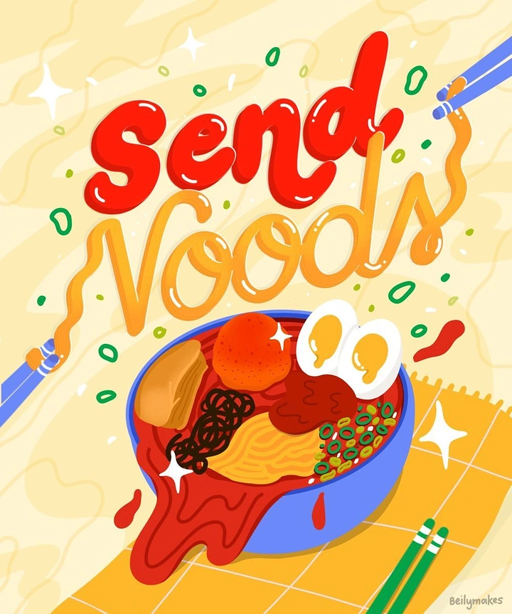 Instant Noodles & Pasta Brands creative ad: Playful “send noods” product pun