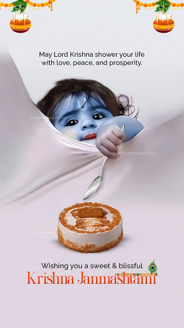 Baby Krishna tears through page to steal cake