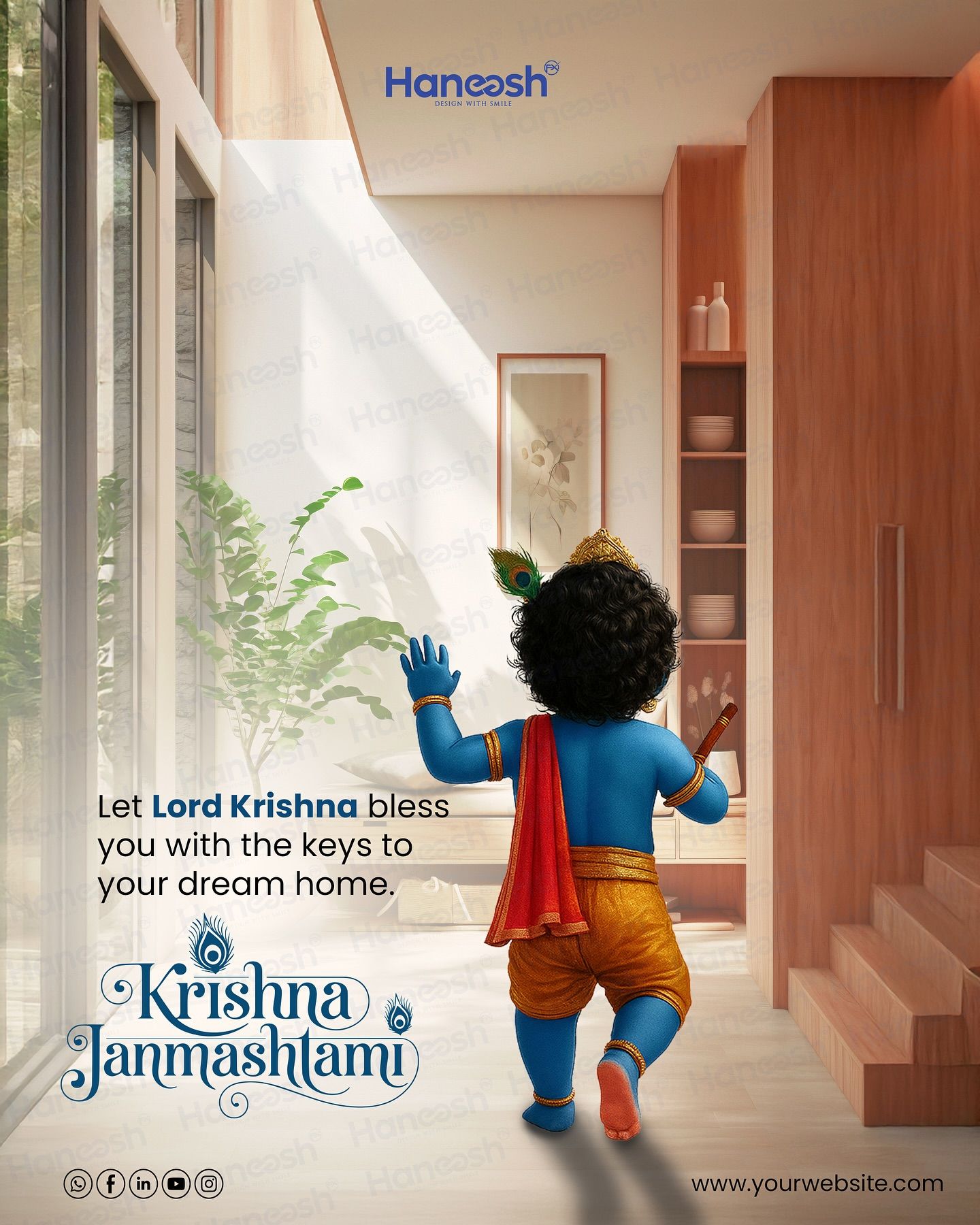 Krishna runs into new home, keys copy