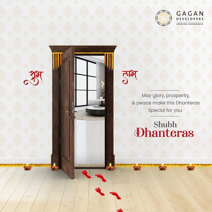 Diwali creative ad: Real-estate door welcoming Lakshmi footprints