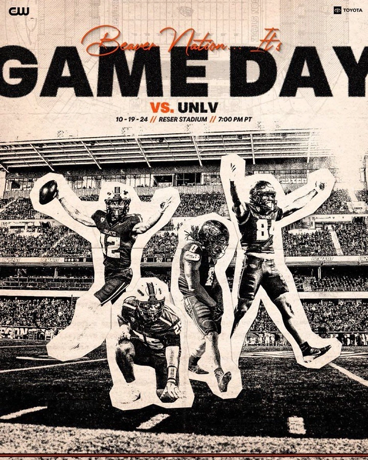 Creative ad: Four cut-out American football players celebrating in front of a stadium