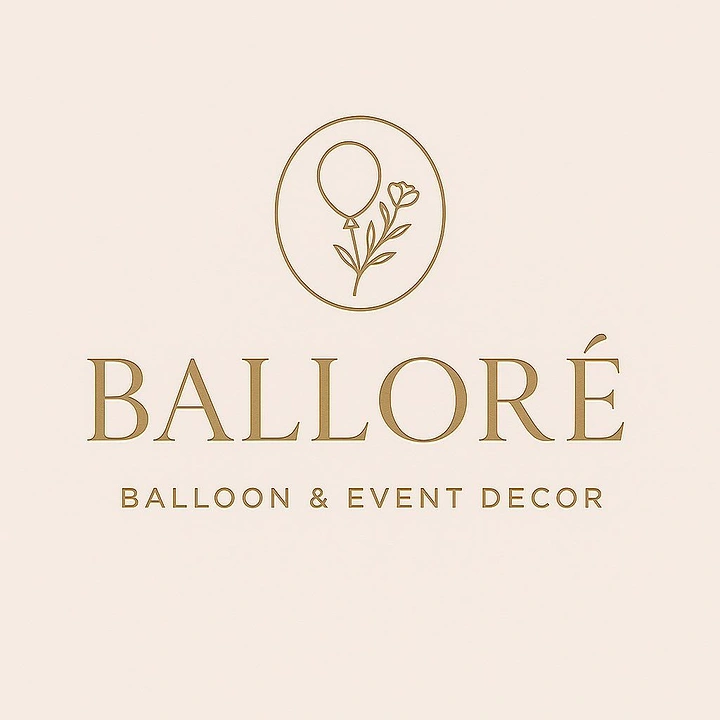 Balloon & Party Decorators creative ad: Balloon enclosing a delicate floral mark